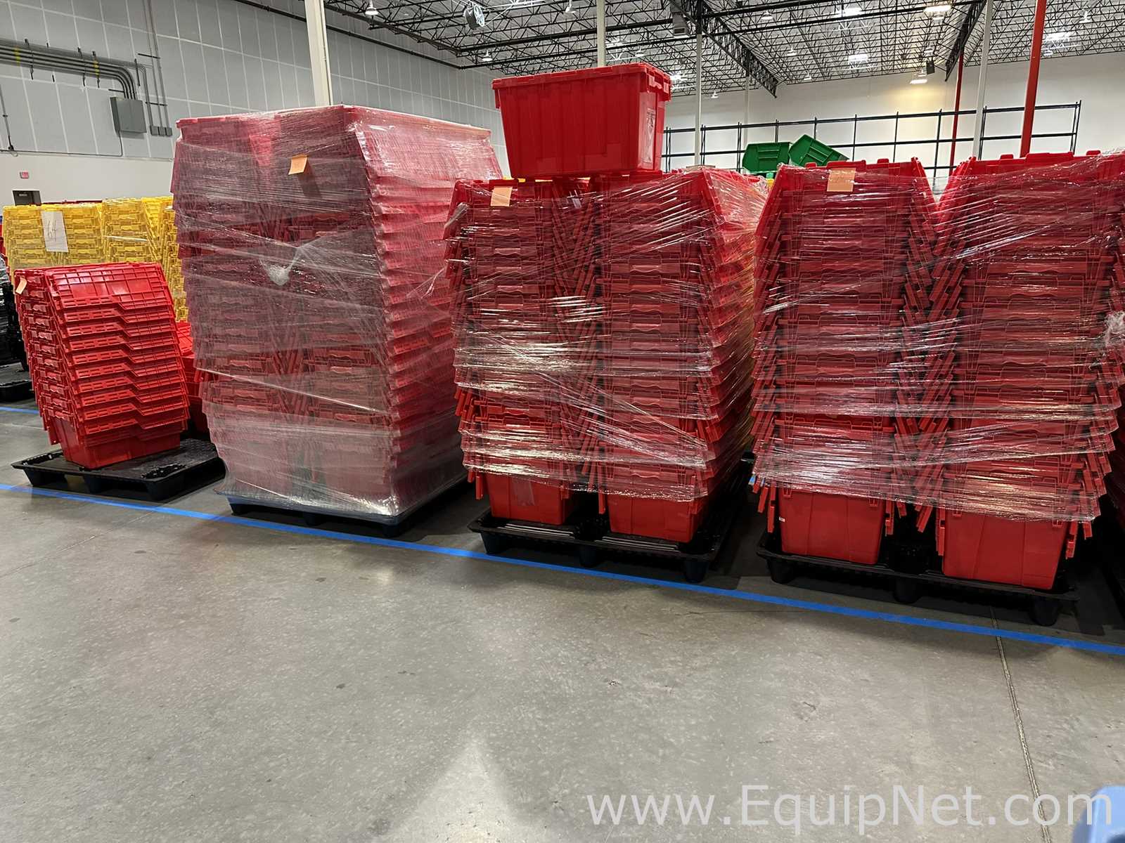Lot of Red Plastic Attached Lid Storage Totes/Containers