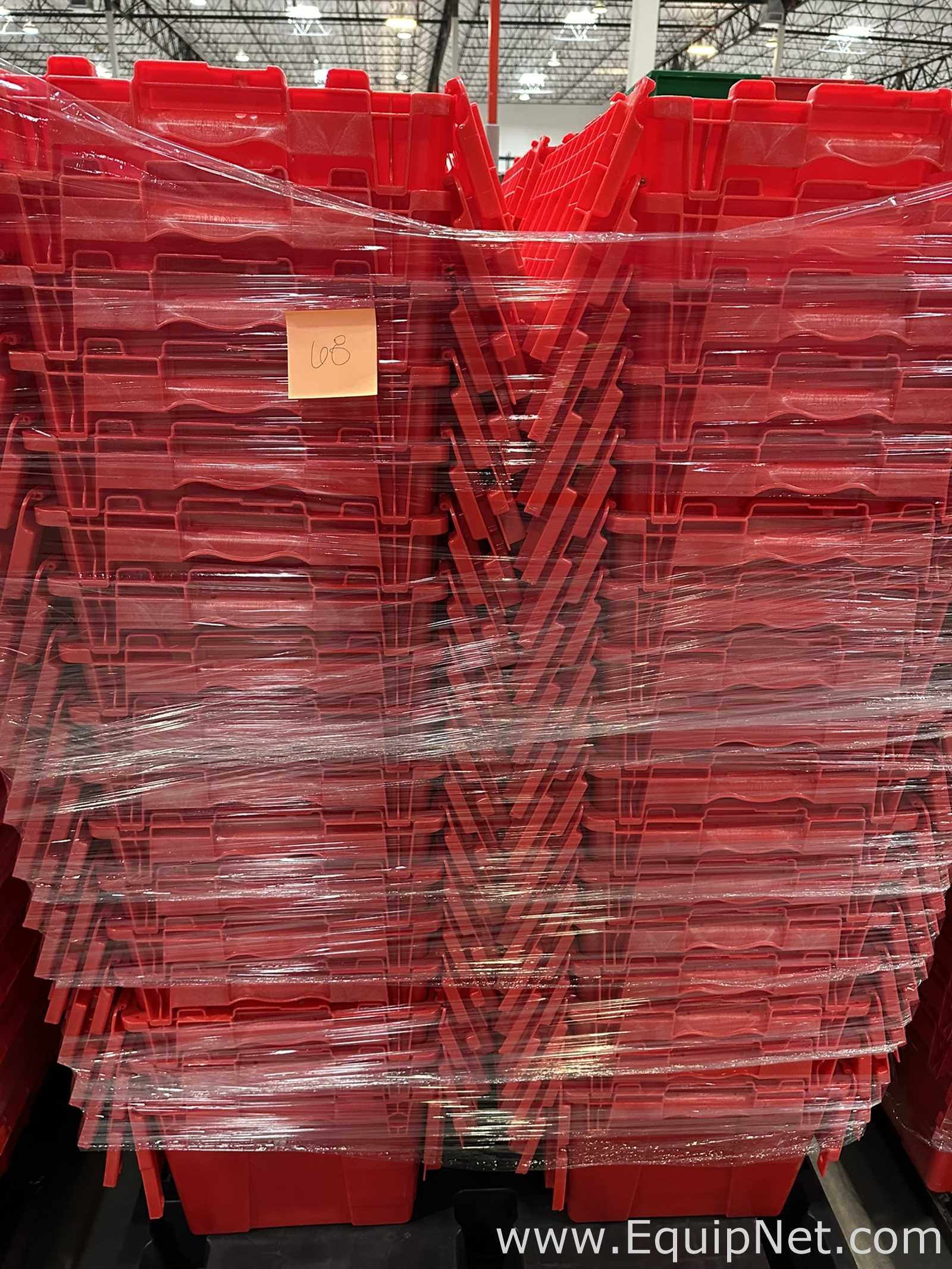 Lot of Red Plastic Attached Lid Storage Totes