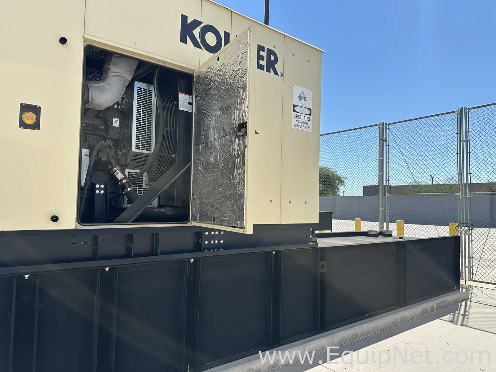 Kohler 500 kW Enclosed Diesel Generator Set with Sub-Base Fuel Tank