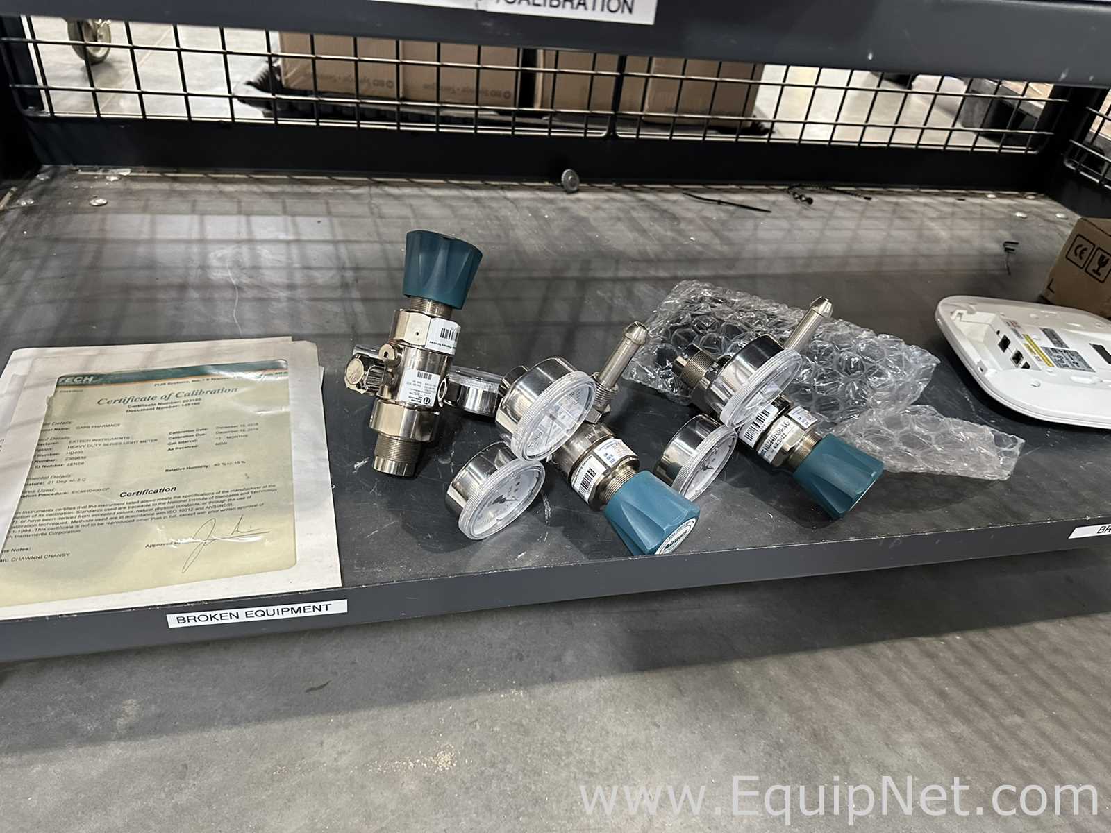 Lot of Assorted Cleanroom and Laboratory Spare Parts with Mobile Security Cage Cart