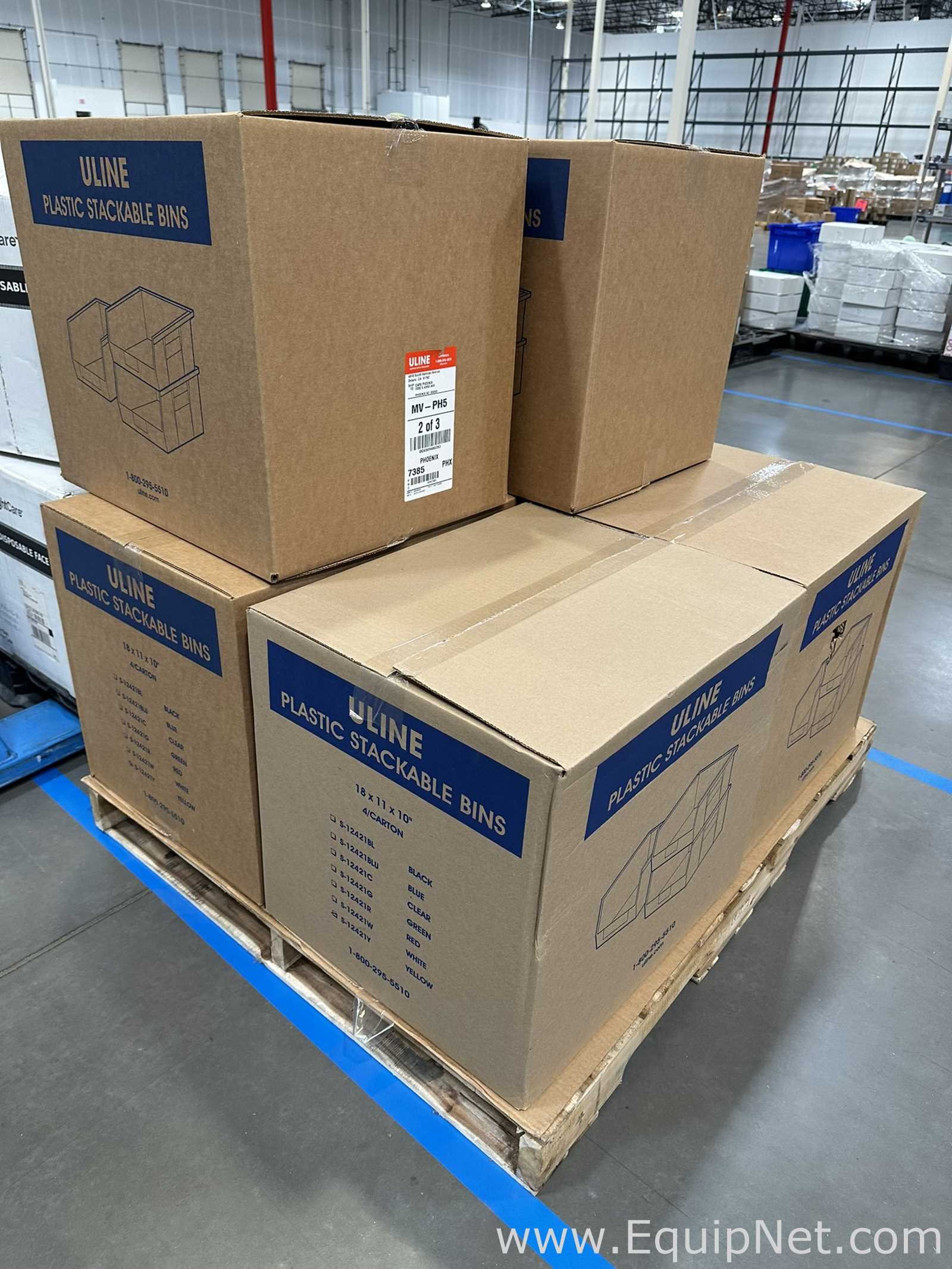 Lot of Unused Uline S-12421Y 18 x 11 x 10 Plastic Stackable Bins