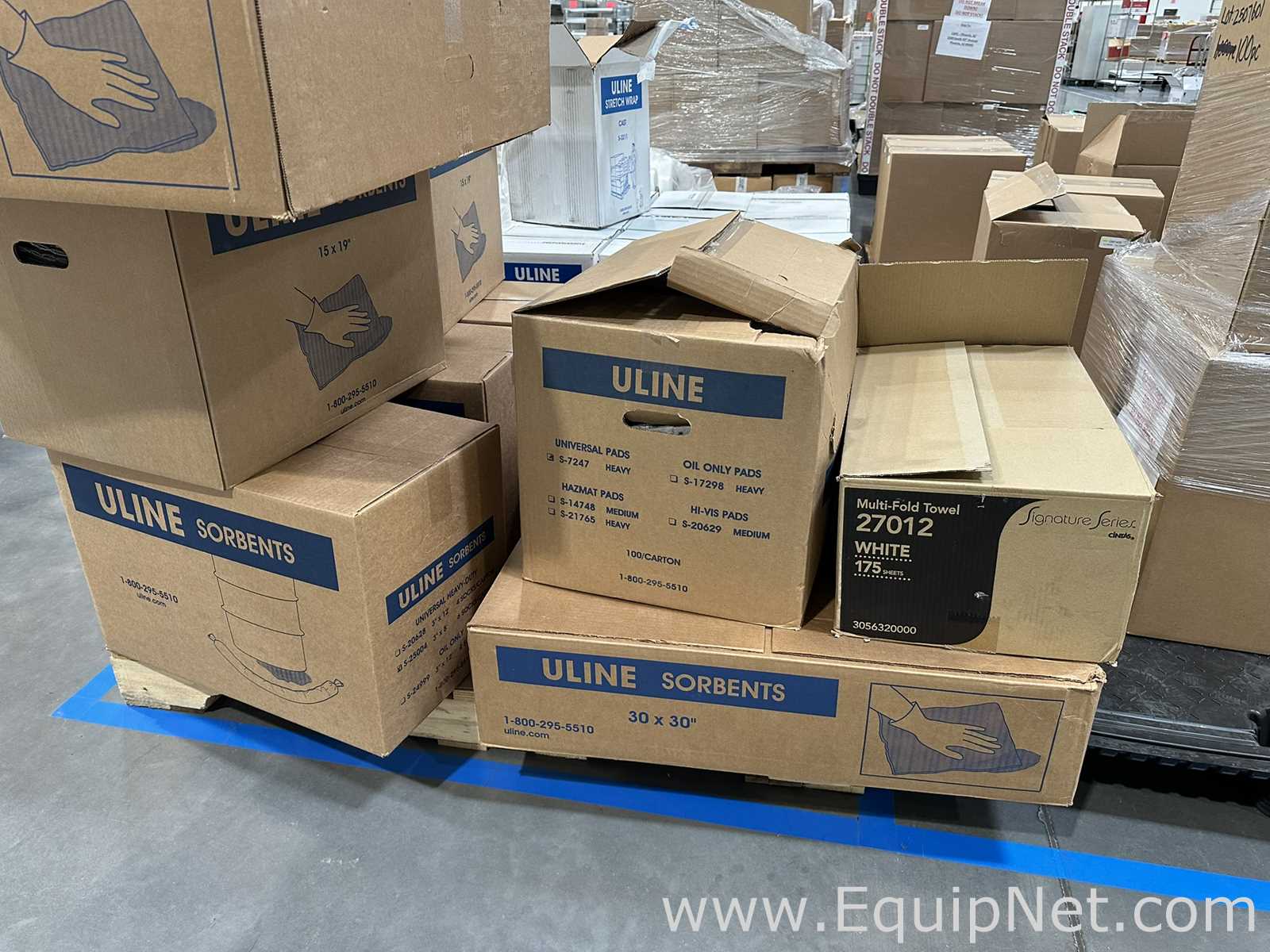 Large Lot of Uline Sorbent Pads and Socks