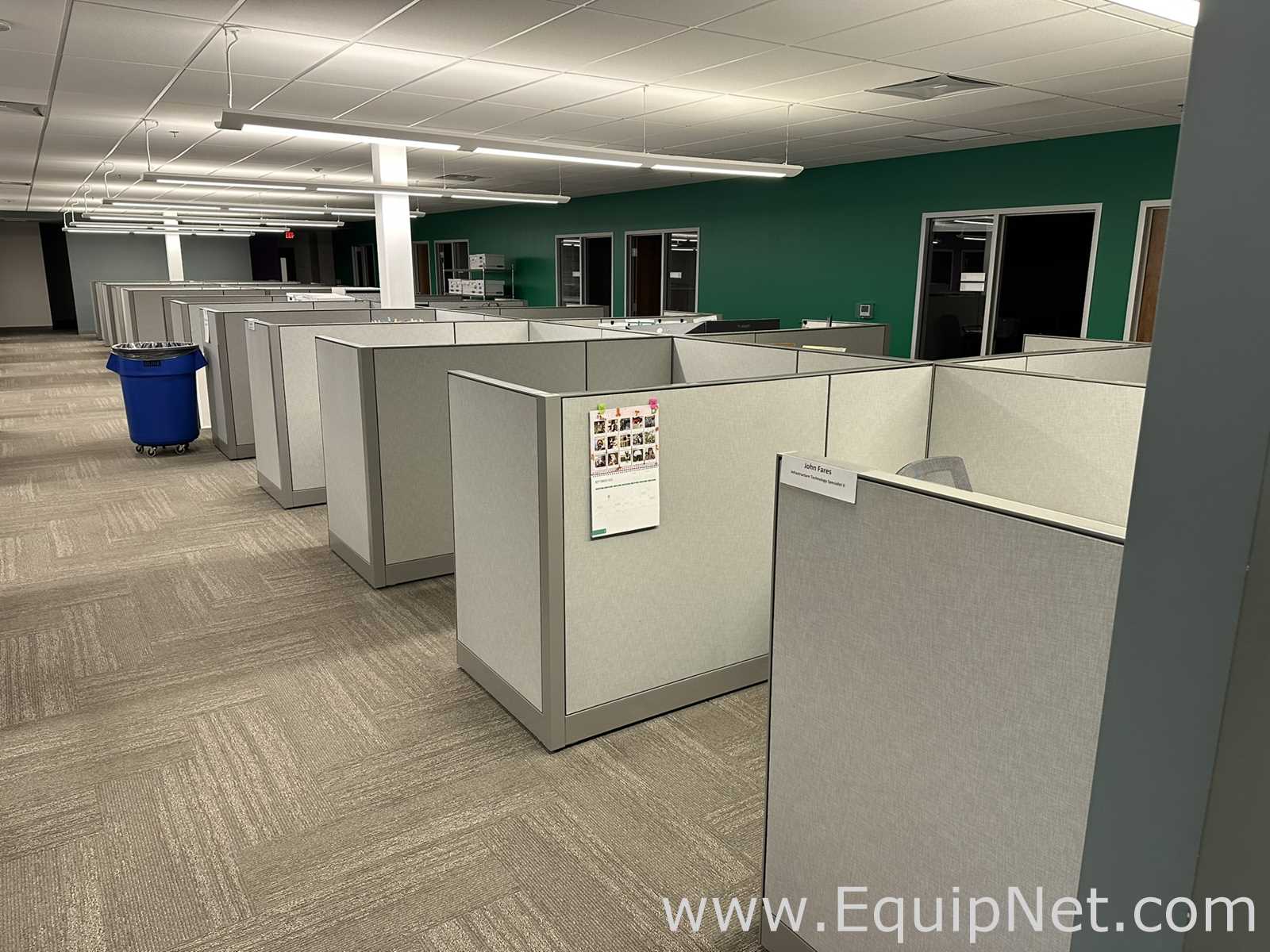 Modular Office Cubicle Workstation with L-Shaped Desk and Pedestal