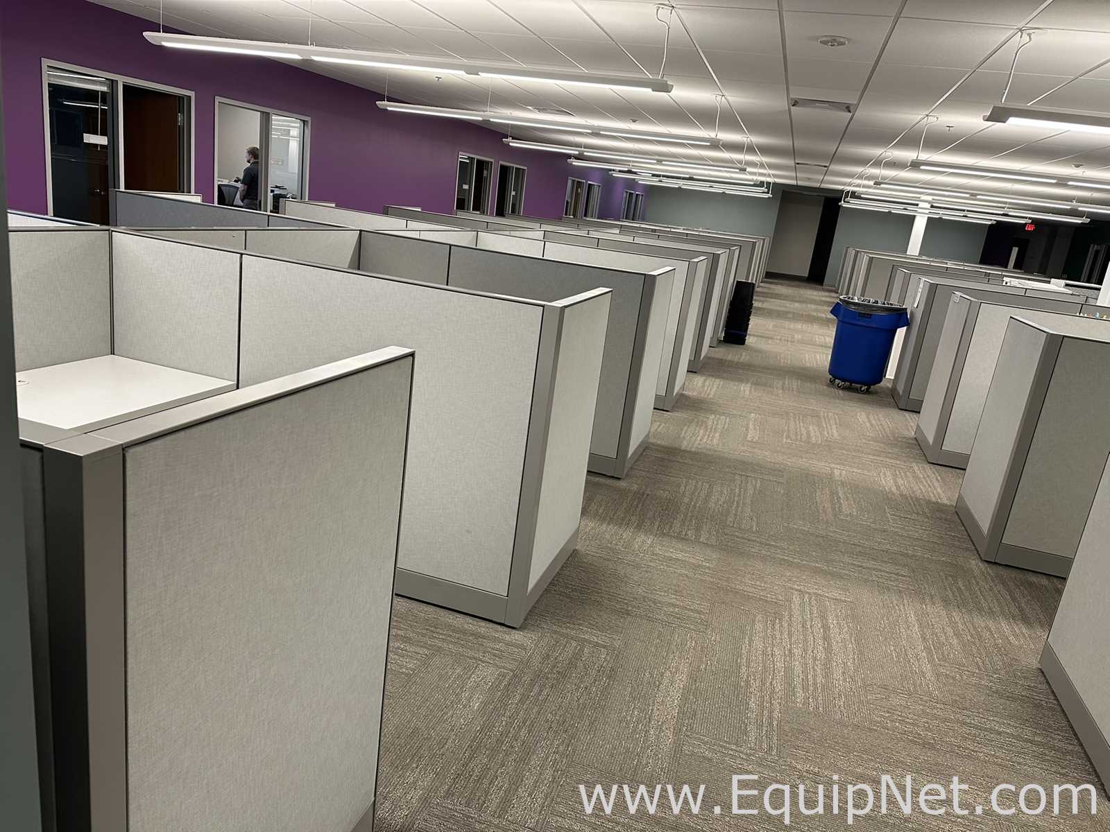 Modular Office Cubicle Workstation with L-Shaped Desk and Pedestal
