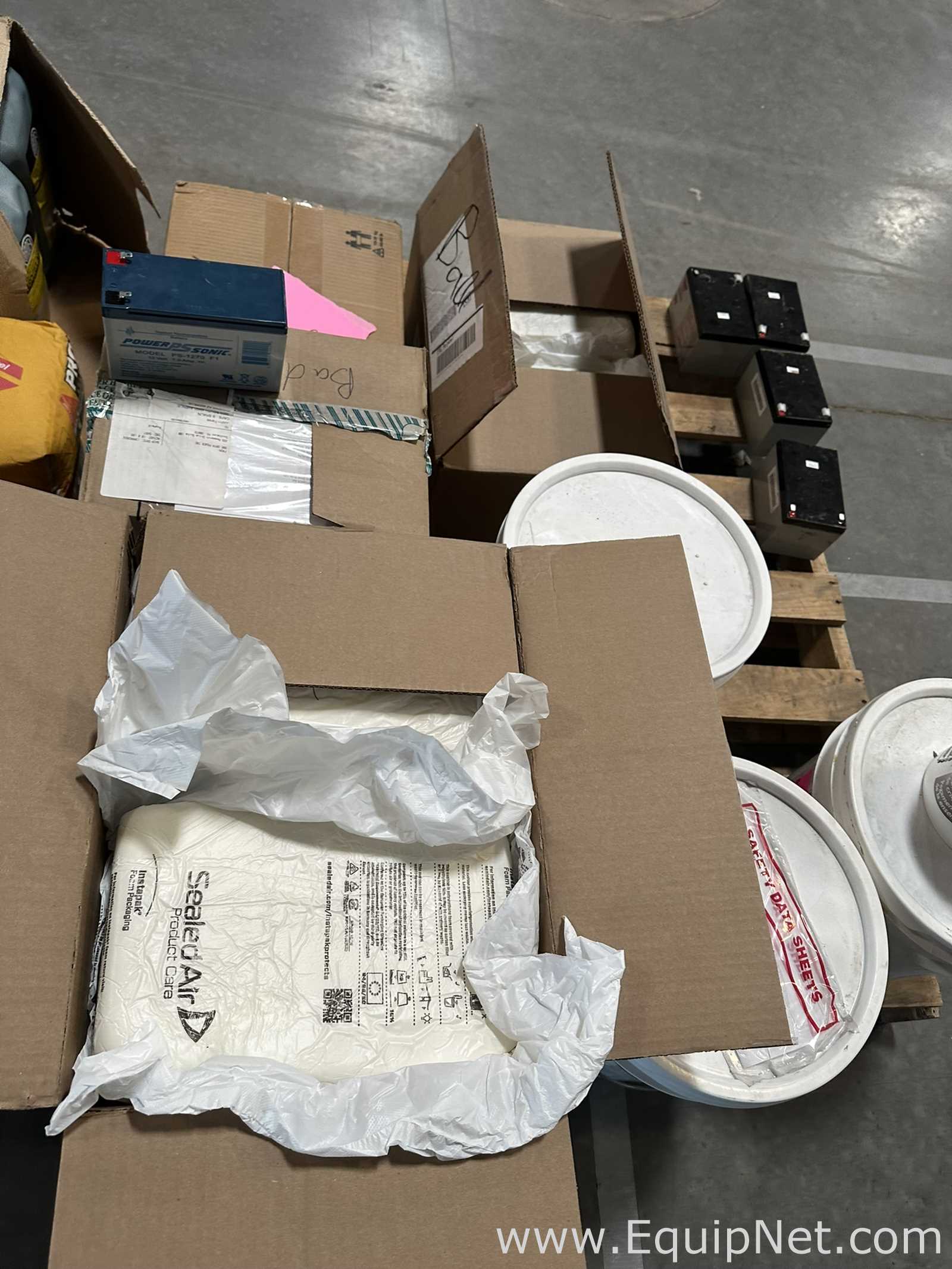 Large Lot of Facility Maintenance Supplies, UPS Batteries and Dome Camera Housings - 3 Pallets