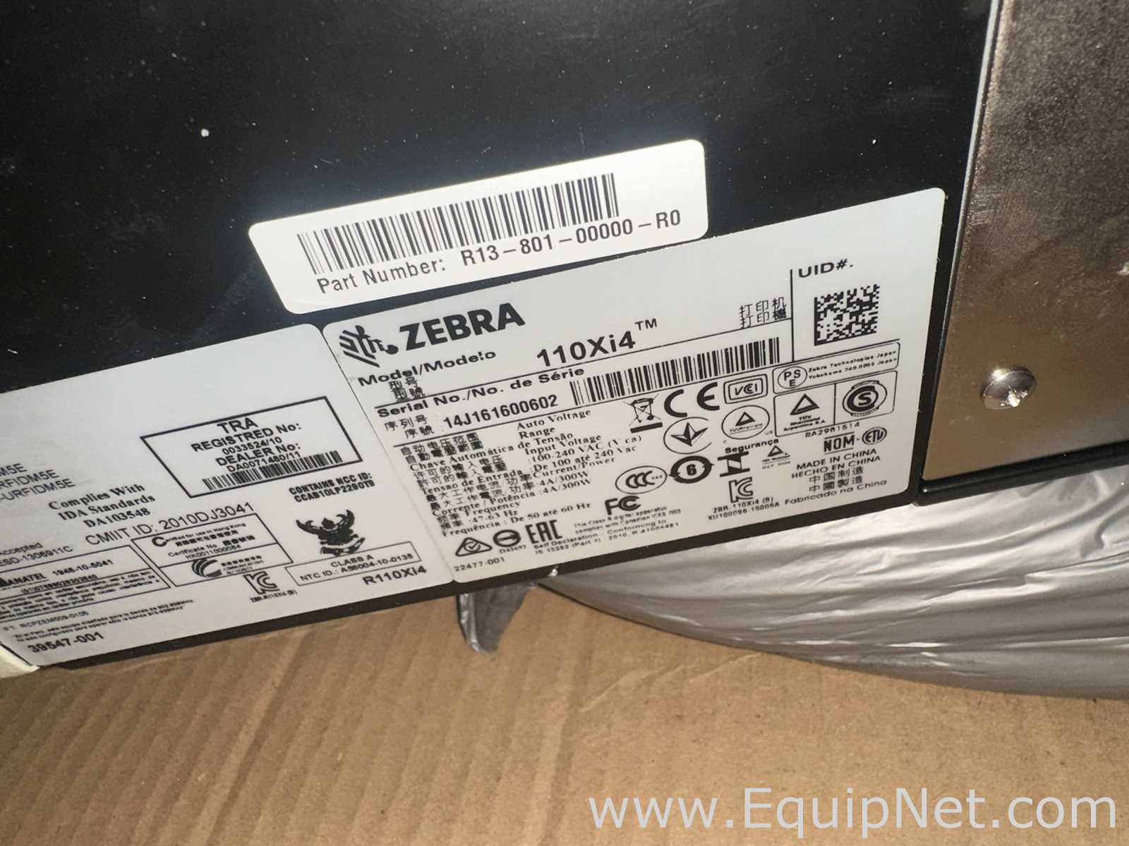 Zebra R110Xi4 300 dpi RFID Thermal Label Printer