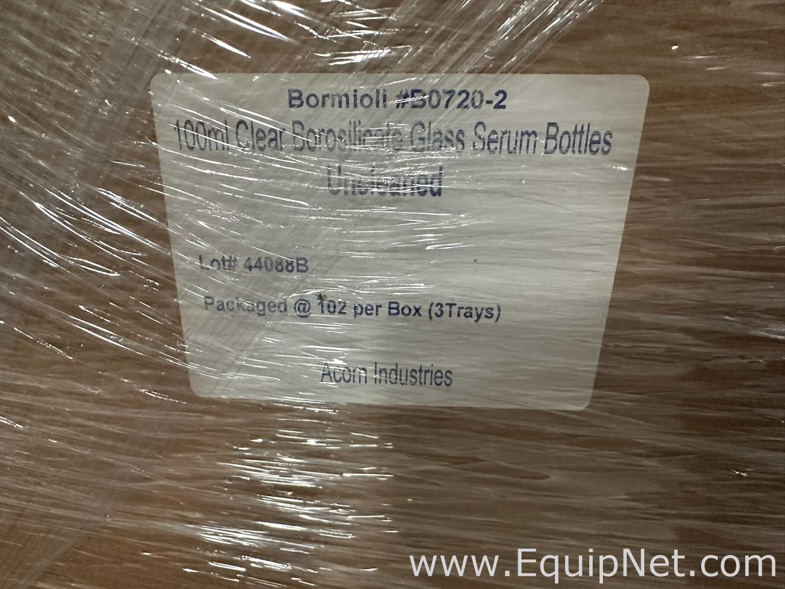 Large Lot of Bormioli B0720-2 100mL Clear Borosilicate Glass Serum Bottles
