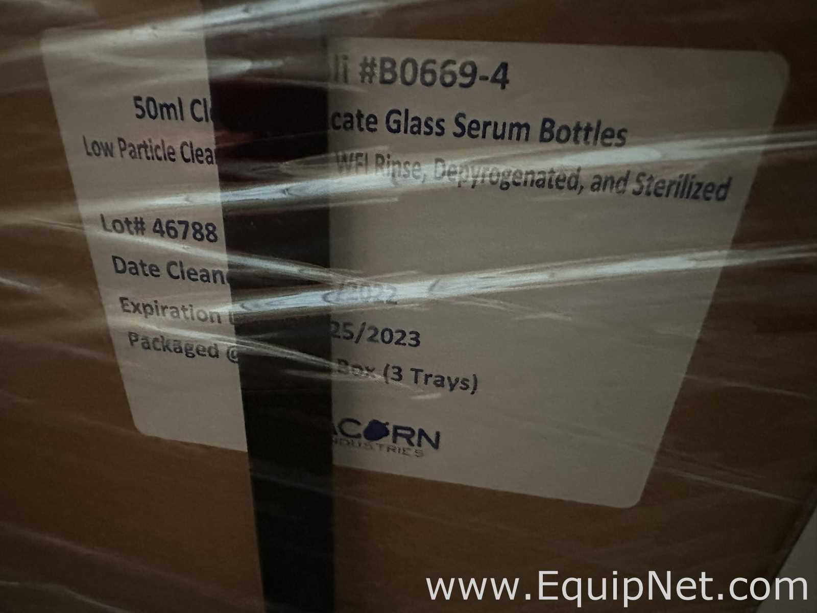 Large Lot of Unused Bormioli B0669-4 50mL Clear Borosilicate Glass Serum Bottles