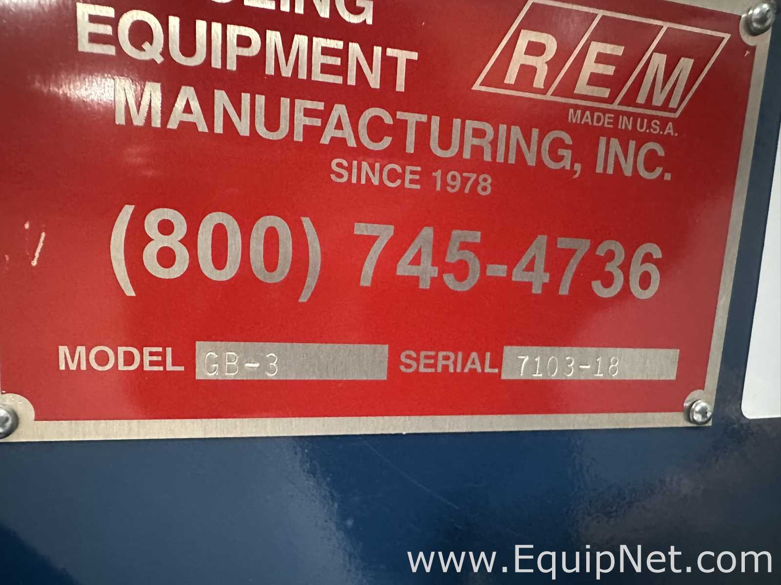 REM GB-3 Glass Breaker Crushing Unit