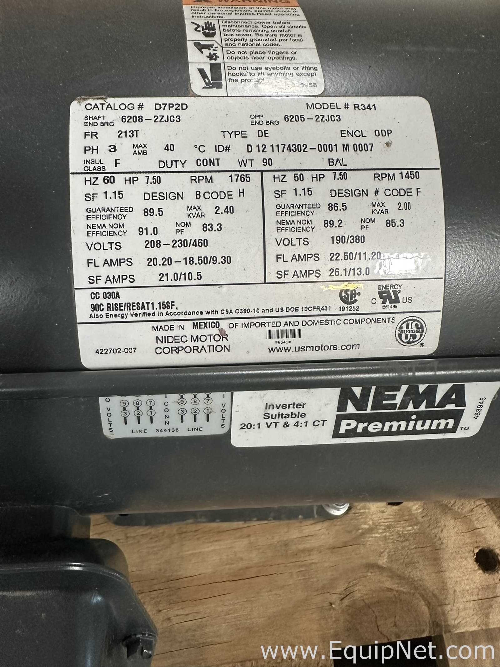 Lote de  Motor Nidec Motor Corporation D7P2D / HD98