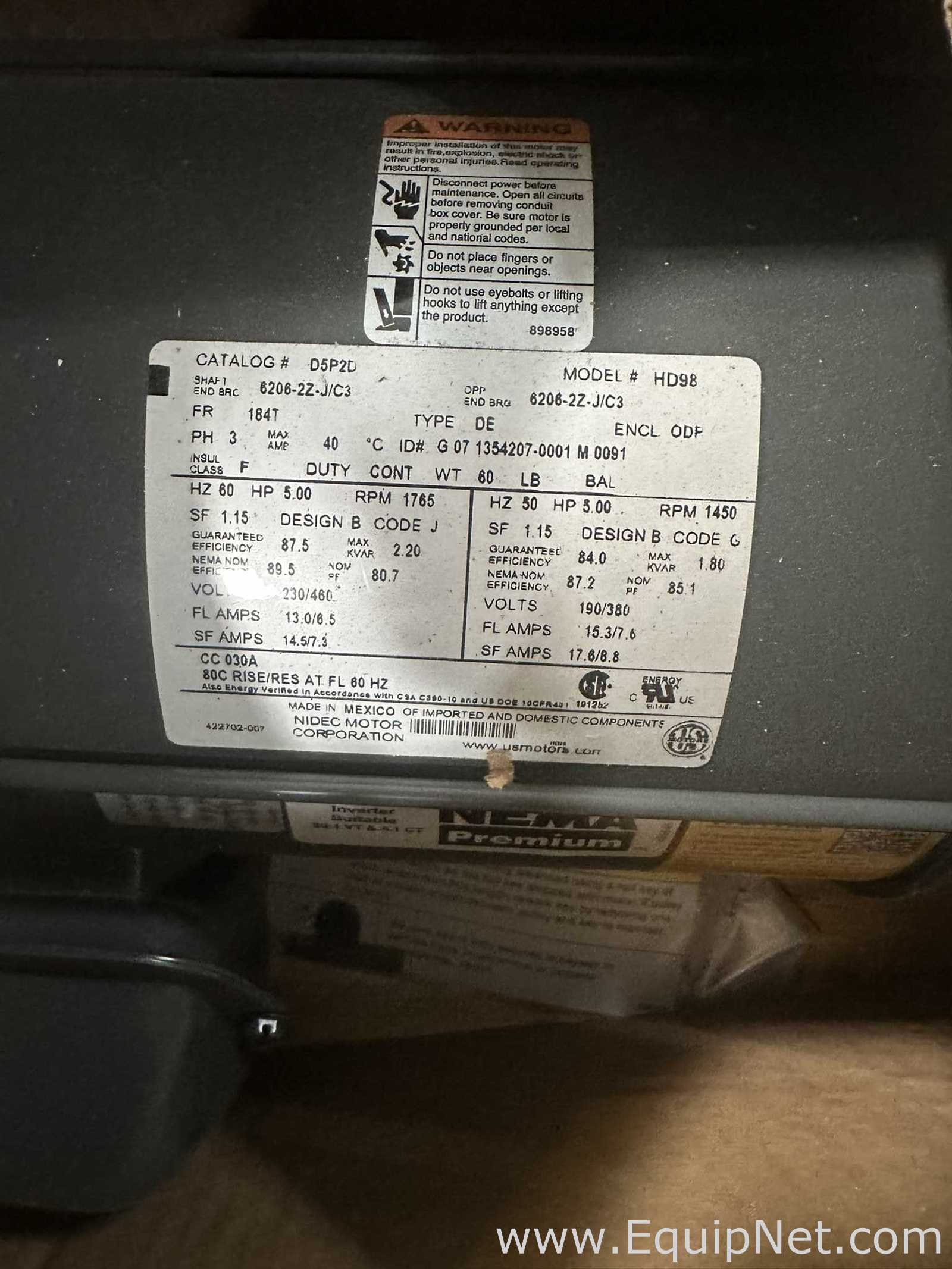 Lote de  Motor Nidec Motor Corporation D7P2D / HD98