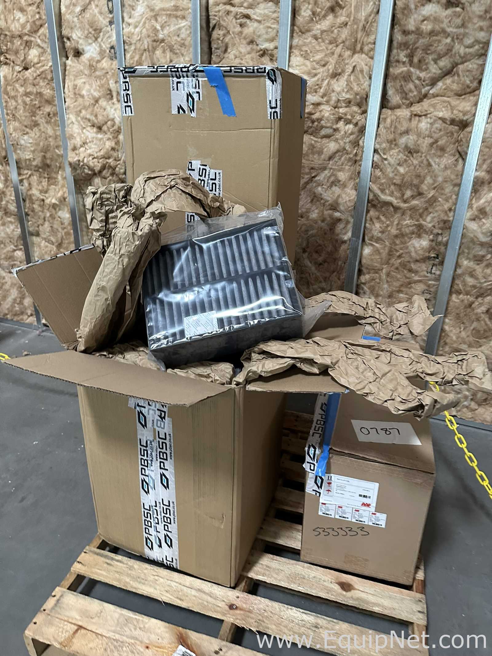 Large Lot of Unused AAF MEGAcel II HEPA/ULPA Filters and Ecolab Bioquell Catalytic Carbon Filter