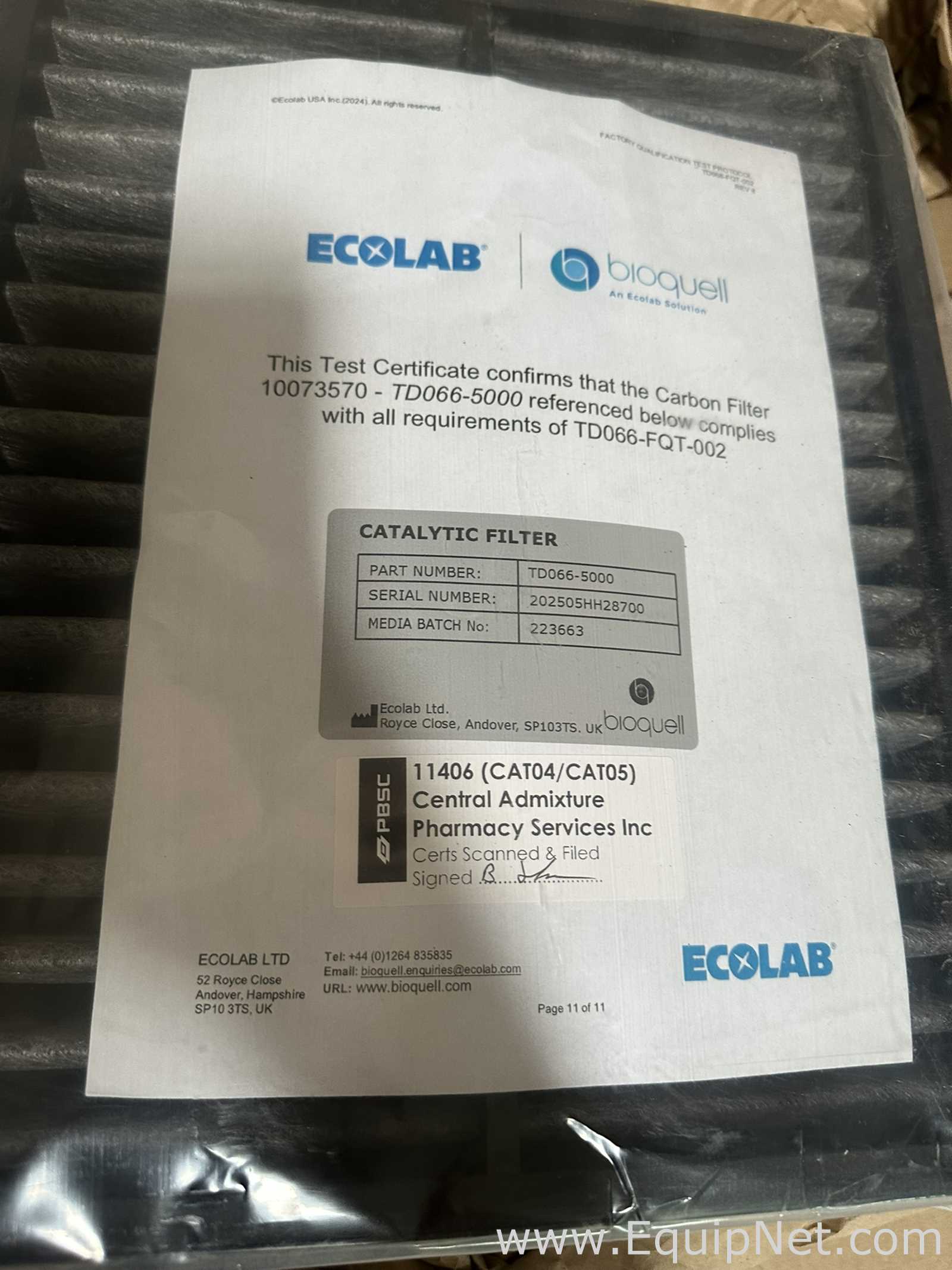 Large Lot of Unused AAF MEGAcel II HEPA/ULPA Filters and Ecolab Bioquell Catalytic Carbon Filter