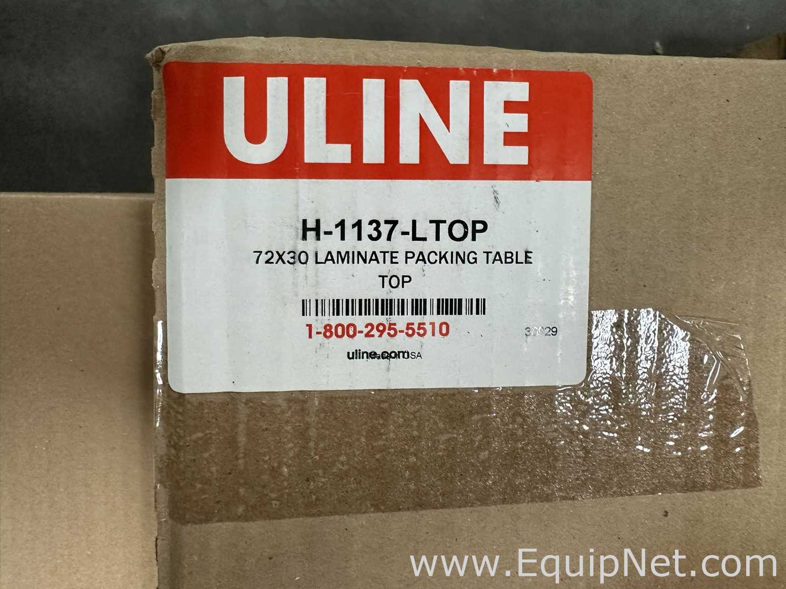 Lot of Unused Uline H-1137-LTOP and H-2484-LTOP Laminate Packing Table Tops and Legs