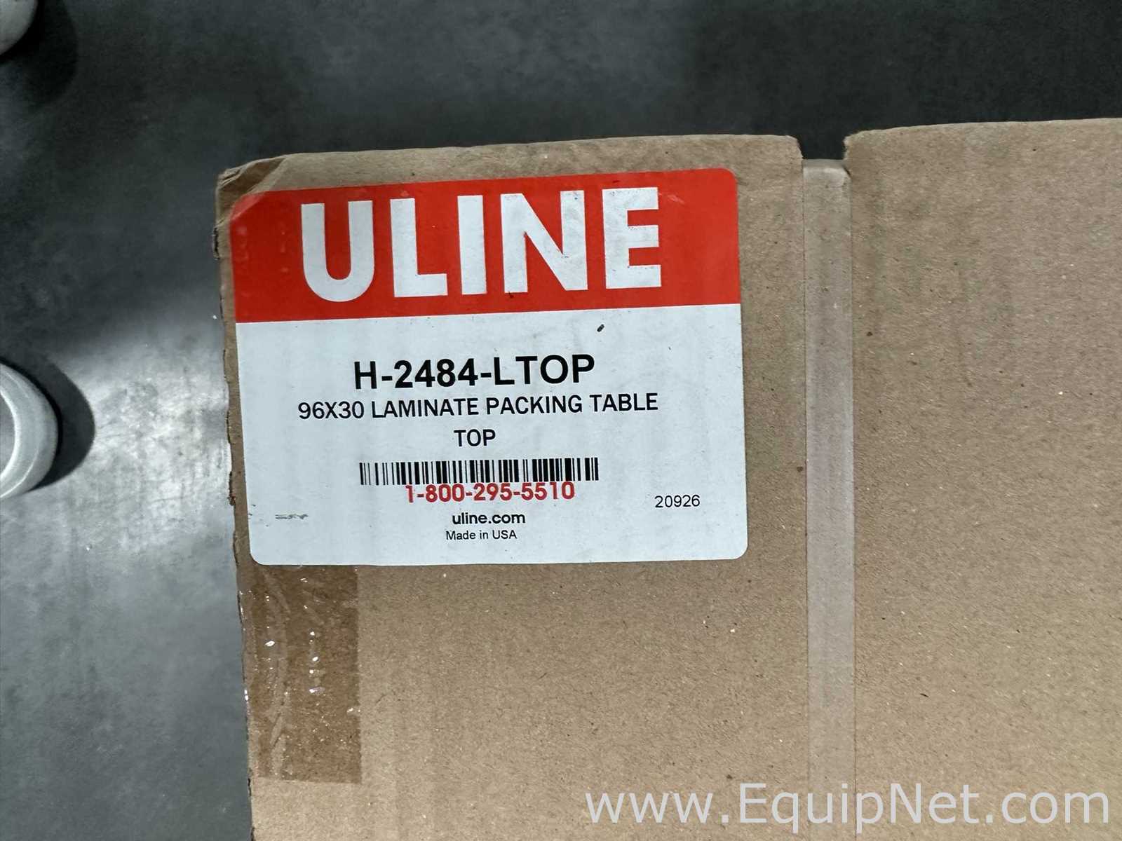 Lot of Unused Uline H-1137-LTOP and H-2484-LTOP Laminate Packing Table Tops and Legs