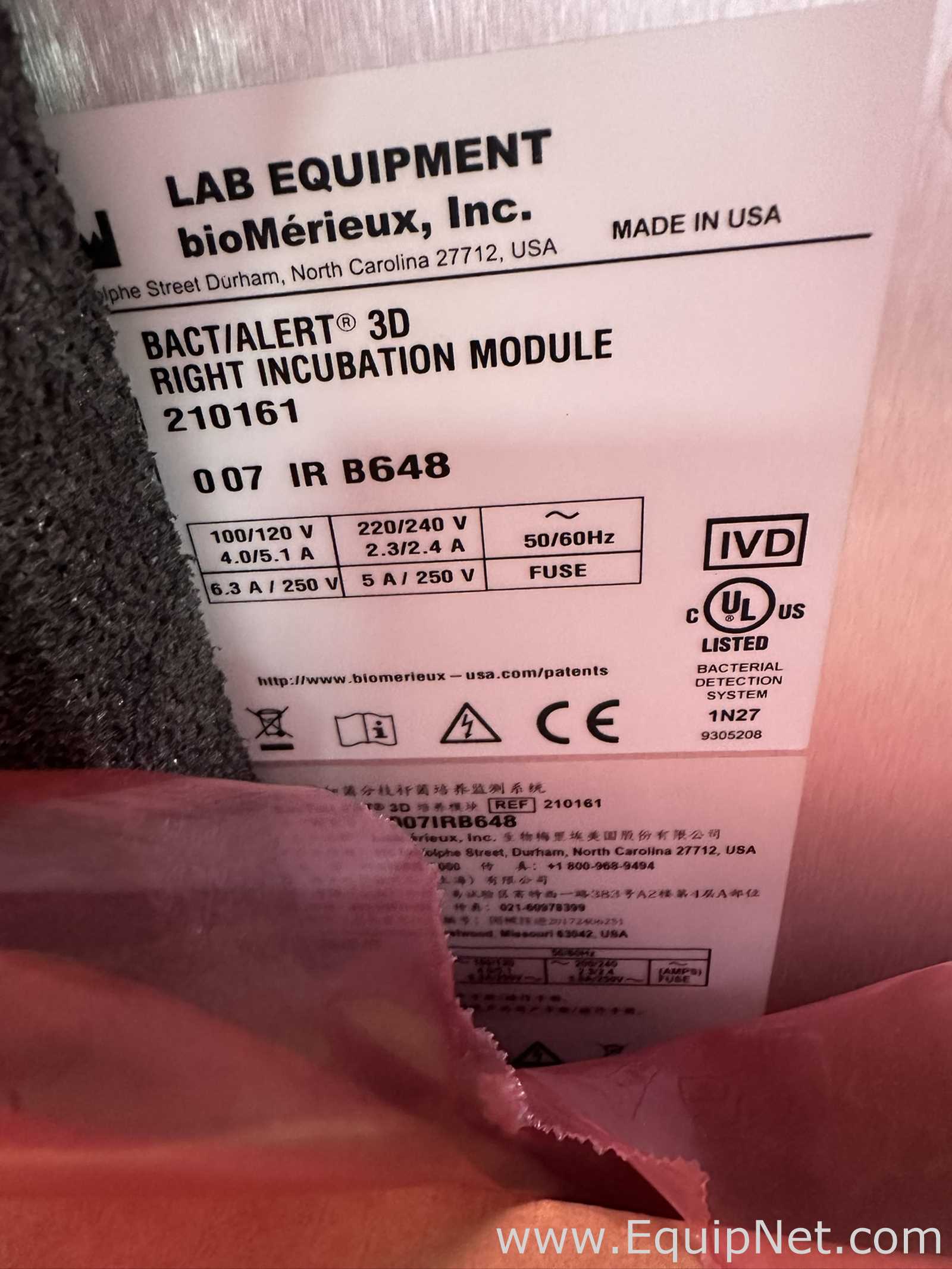 Lote de  Incubadora bioMerieux Italia S.p.a. BacT/ALERT 3D