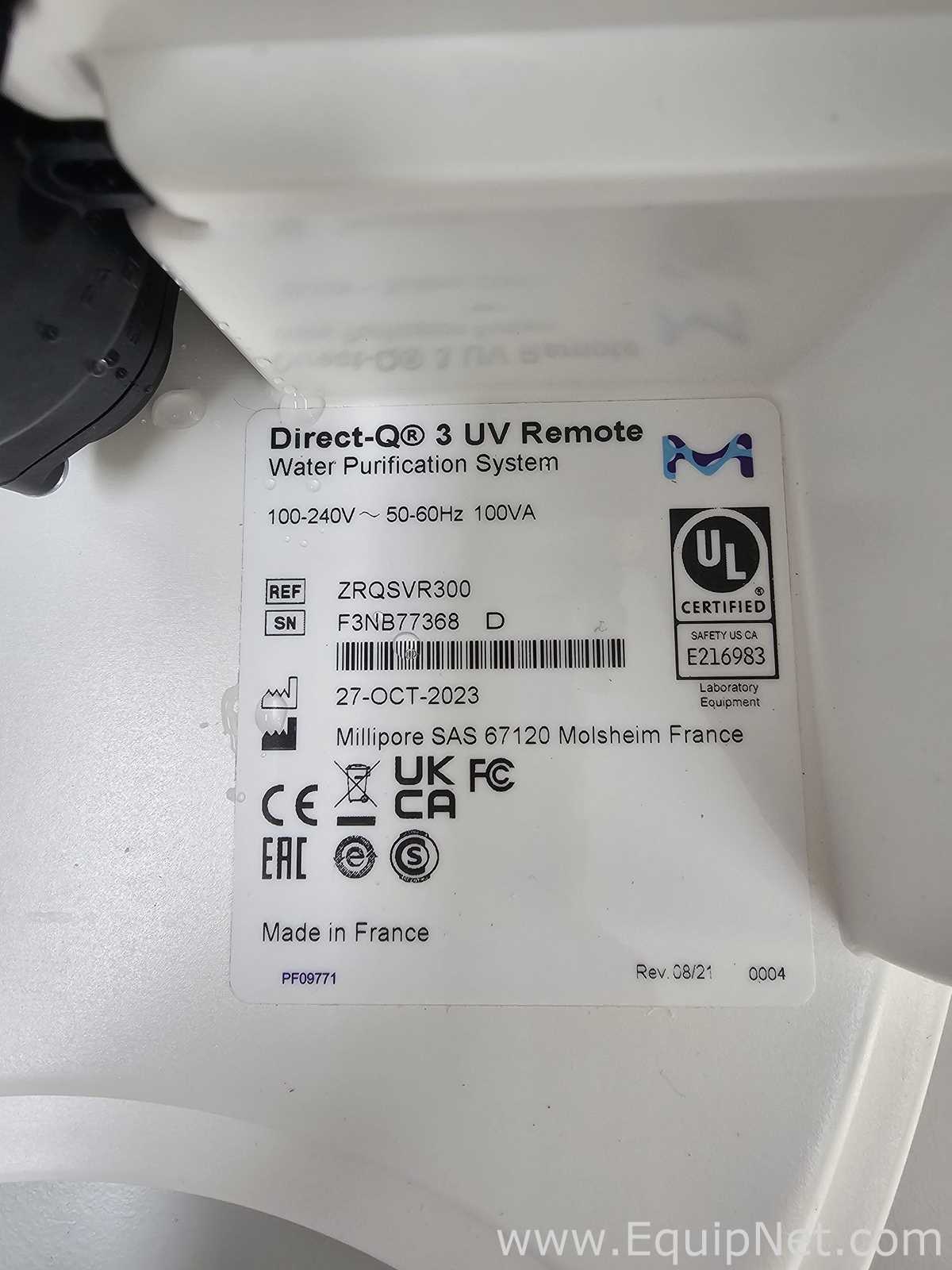 Millipore Direct-Q 3 UV-R Laboratory Purified Water Generation and Dispensing System