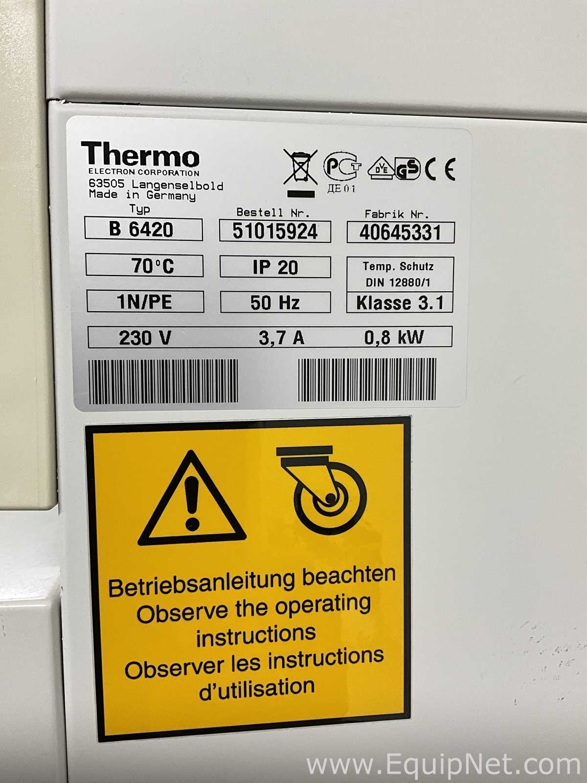 Incubadora Thermo Electron Corporation Heraeus B6420