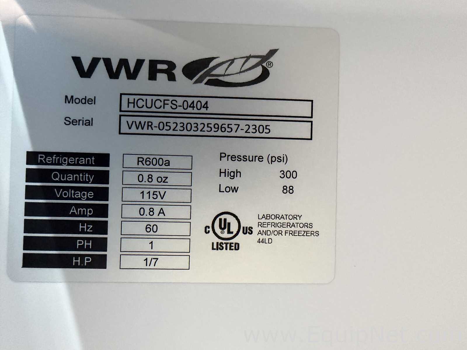 Refrigeradores VWR Scientific HCUCFS-0404