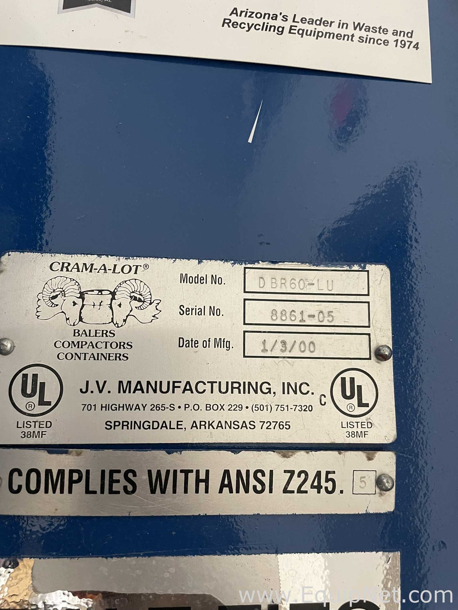 J.V. Manufacturing Cram-A-Lot DBR60-LU Vertical Baler