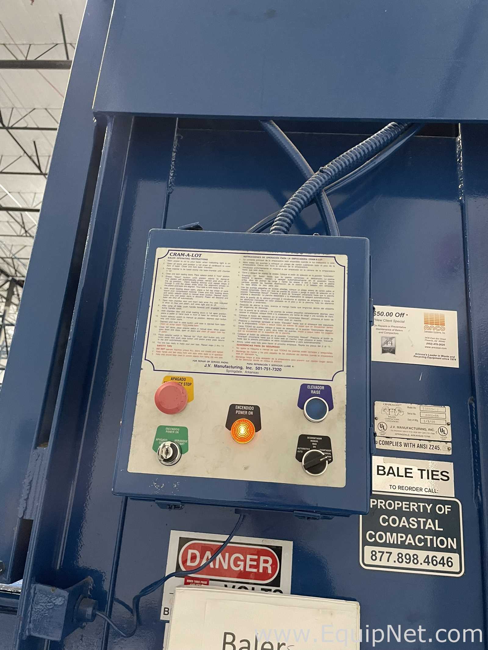 J.V. Manufacturing Cram-A-Lot DBR60-LU Vertical Baler