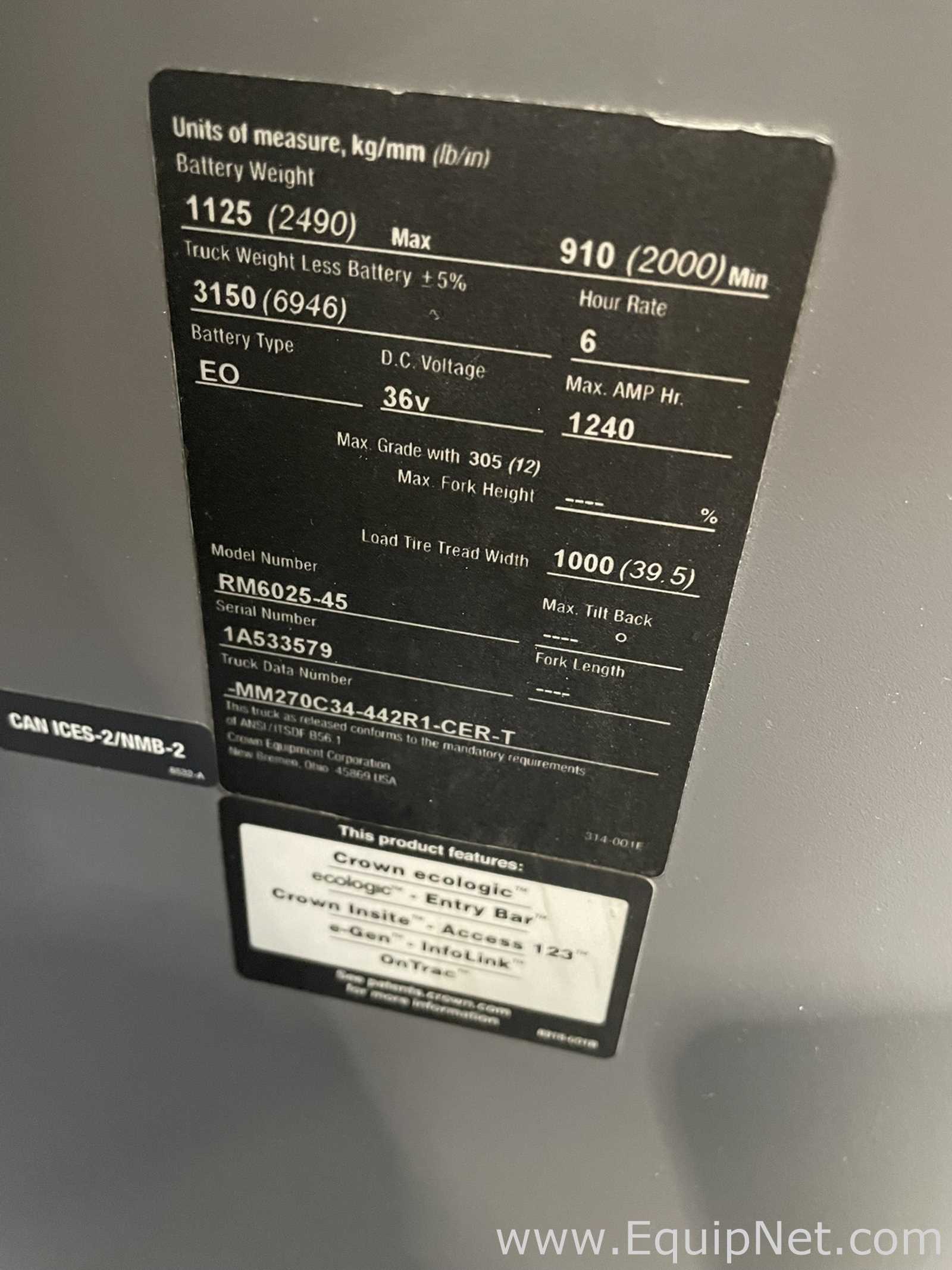 Crown RM6025-45 Electric Reach Truck