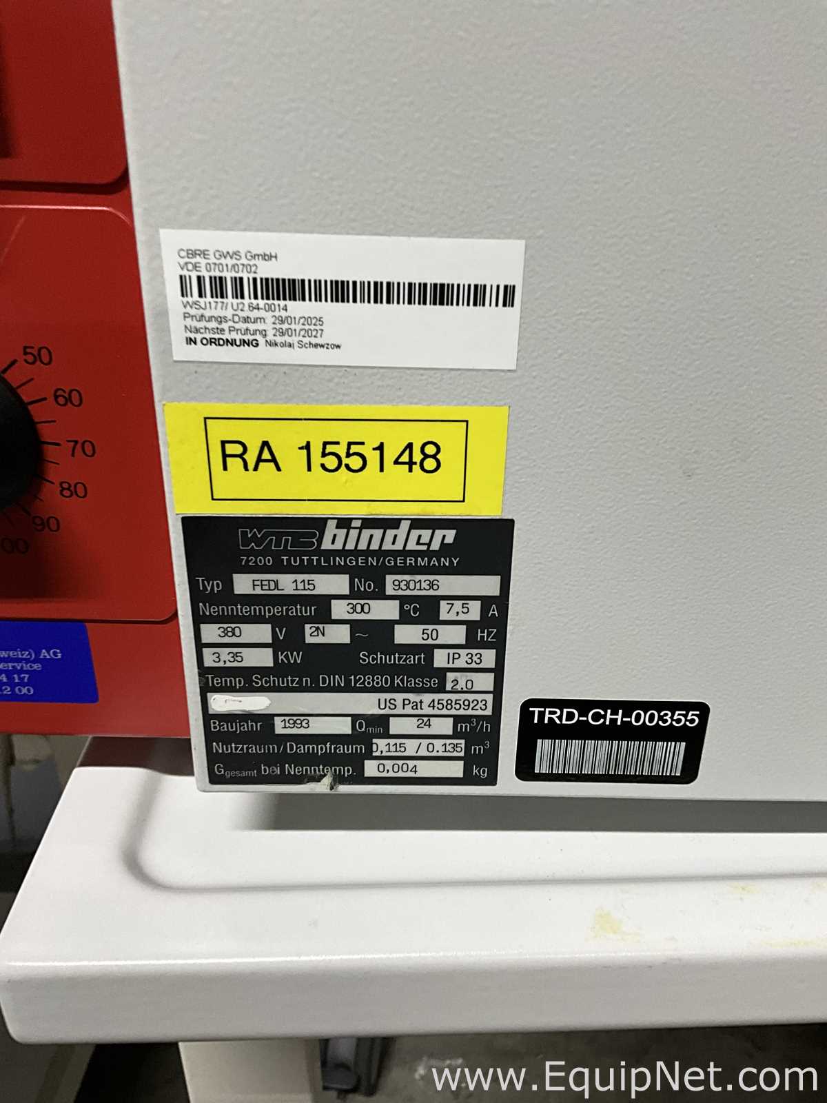 Binder FED 115 Laboratory Oven