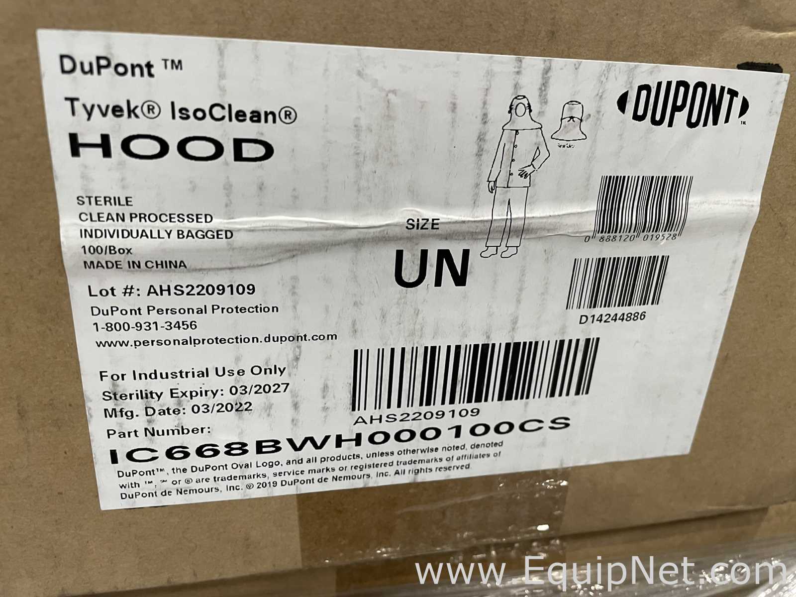 Large Lot of Unused DuPont Tyvek IsoClean IC668BWH000100CS Sterile Cleanroom Hoods