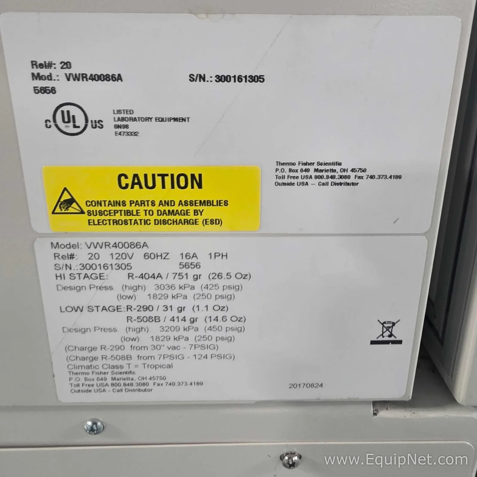 VWR VWR40086A Ultra Low Freezer