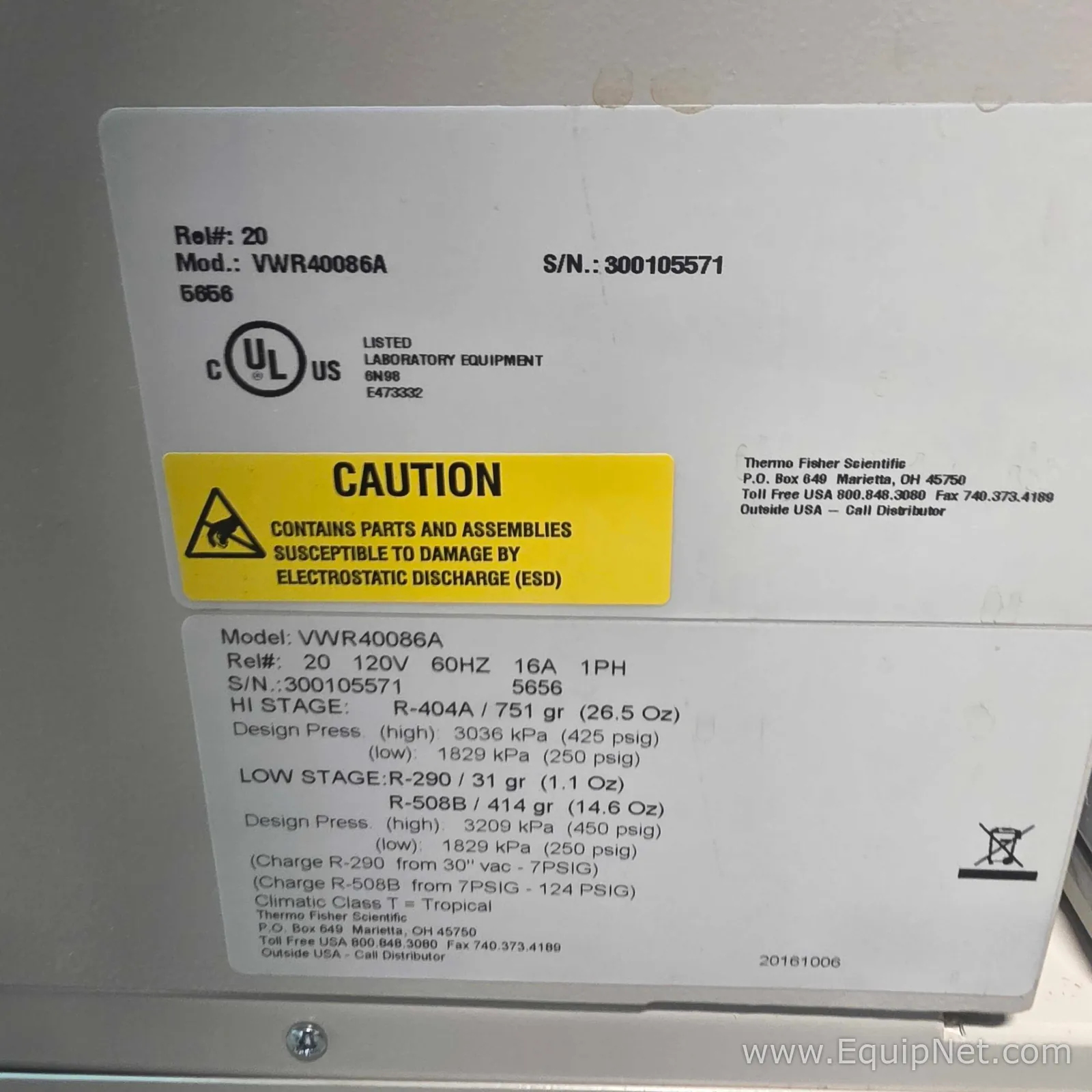 VWR VWR40086A Ultra Low Freezer