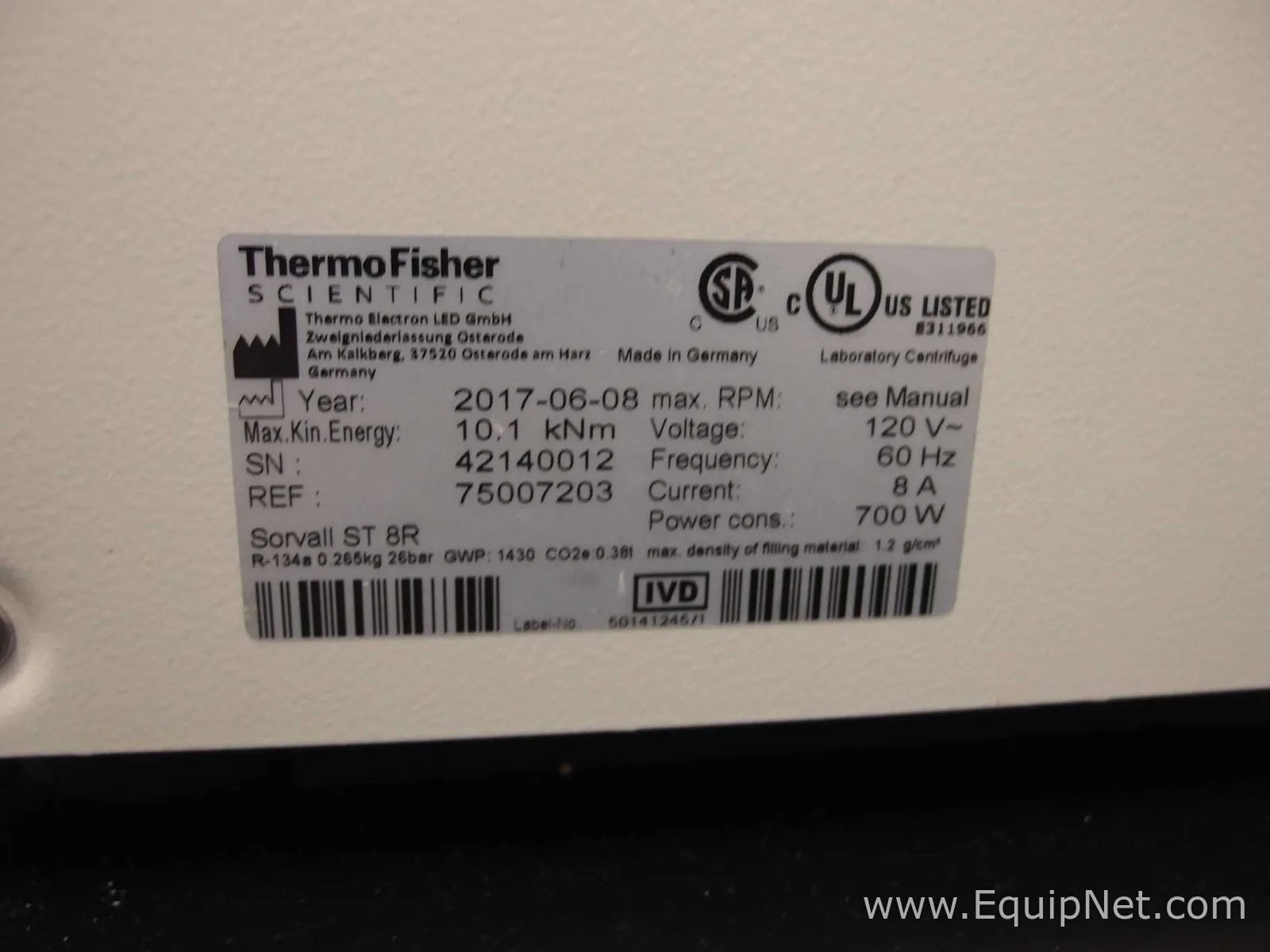 Thermo Scientific Sorvall ST 8R Refrigerated Benchtop Centrifuge with M-10 Rotor