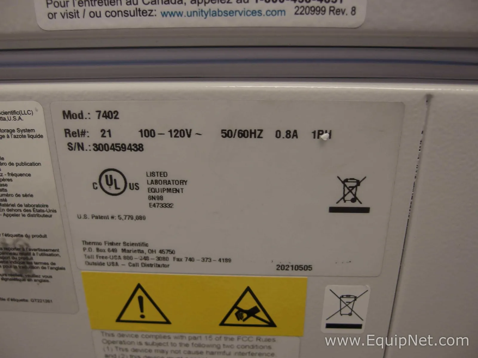 Thermo Scientific CryoPlus 2 7402 Liquid Nitrogen Storage System