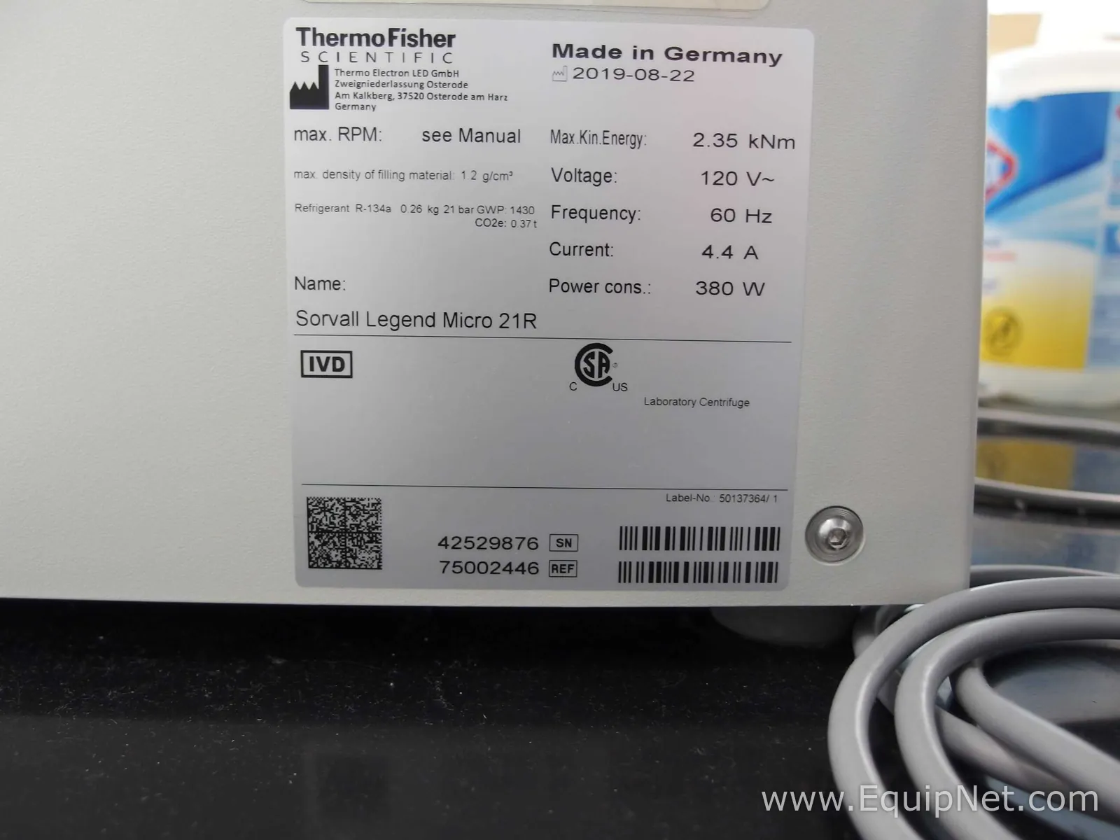 Thermo Scientific Sorvall Legend Micro 21R Refrigerated Microcentrifuge