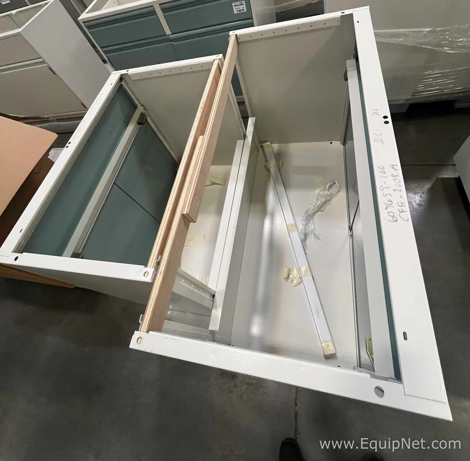 Lot of Lab Storage Counters and Cabinets, Agave and Light Neutral Colors and one pump