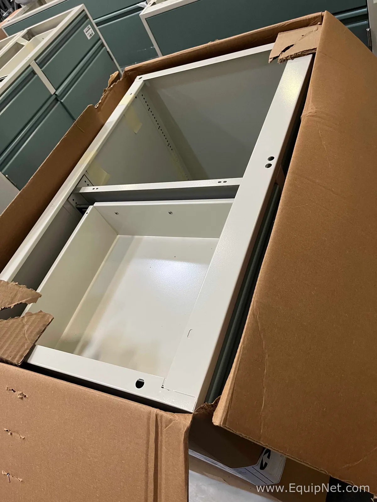 Lot of Lab Storage Counters and Cabinets, Agave and Light Neutral Colors and one pump
