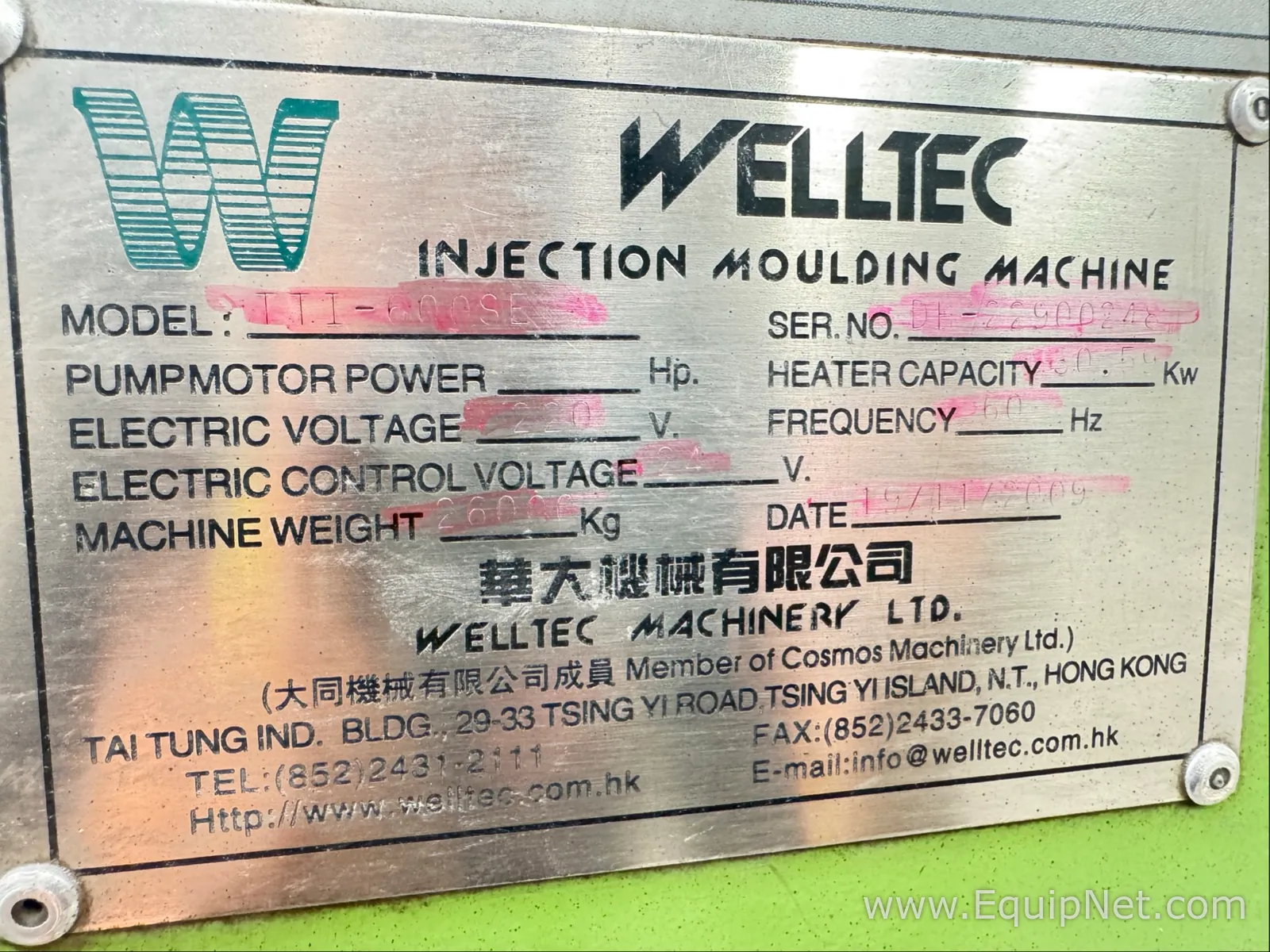 Equipamento de Molde de Injeção Welltec TTI-600SE