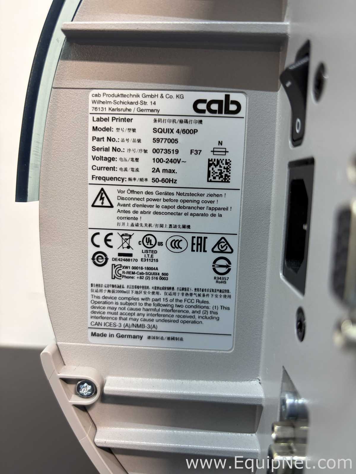 Lot of 2 CAB Squix 4/600P Thermal Transfer Printers