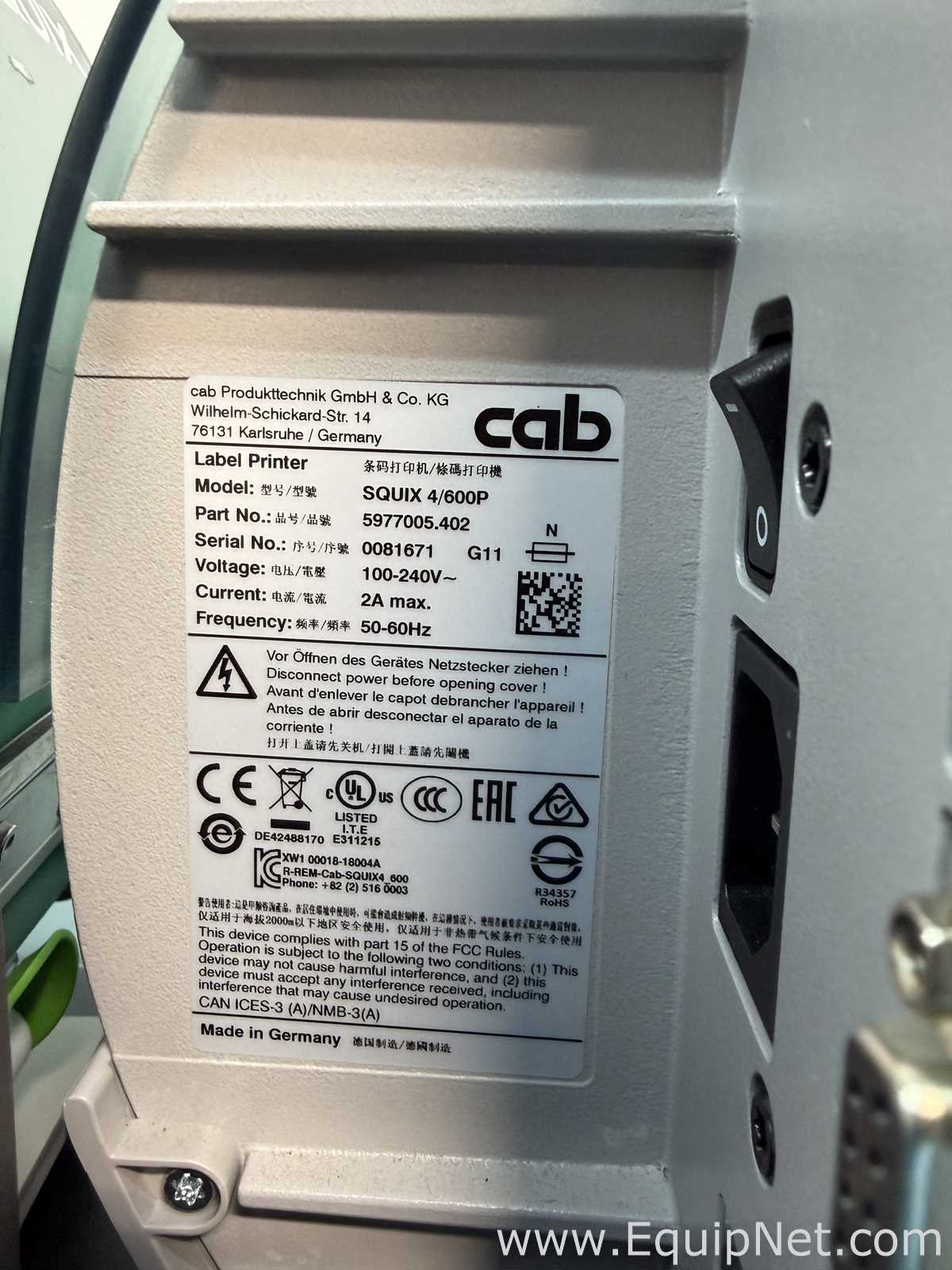 Lot of 2 CAB Squix 4/600P Thermal Transfer Printers