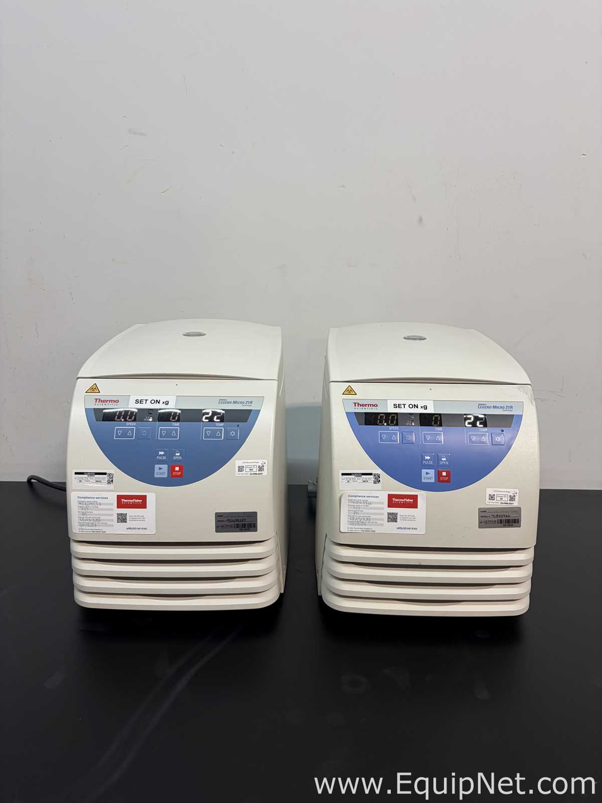 Lot of 2 Thermo Scientific Sorvall Legend Micro 21R Laboratory Centrifuges