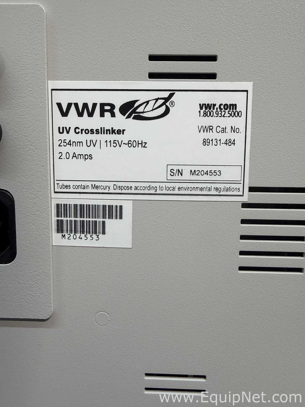 VWR 89131-484 UV Crosslinker Ultraviolet Exposure Chamber