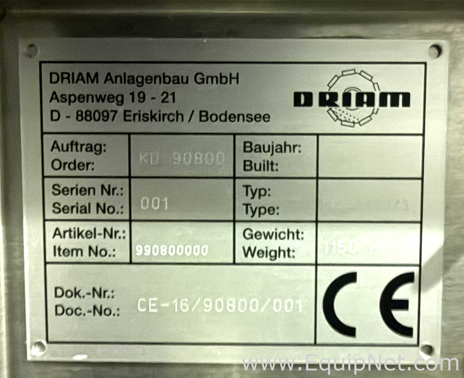 Driam Pilot Scale Coating Machine