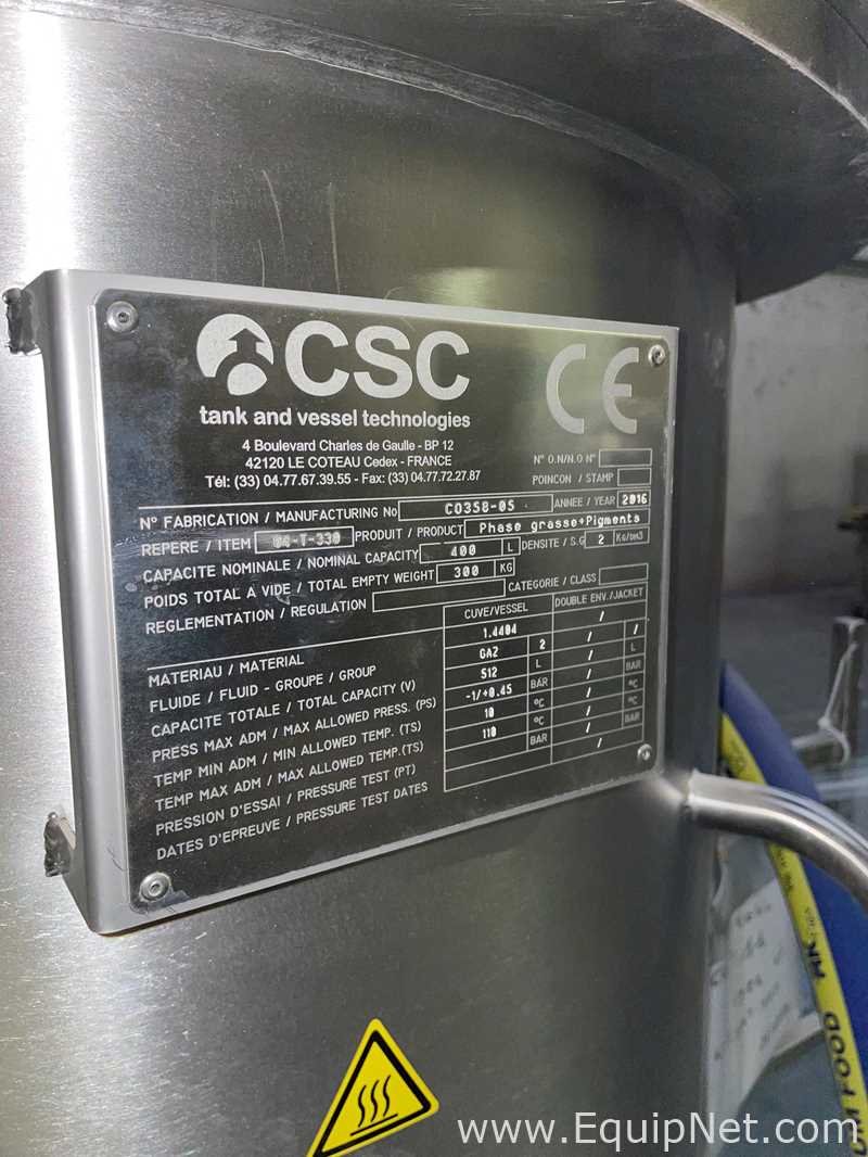 Tanque Acero inoxidable CSC 400 liters, stainless steel, with agitation