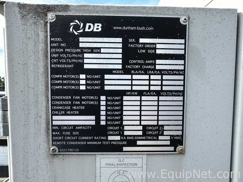 Enfriador Dunham Bush AVX-A-265S-ANHRQ. Sin usar.  250 Toneladas