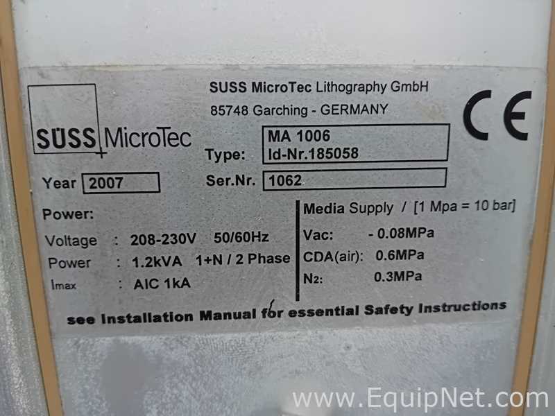 Karl Suss MicroTec MA 1006 Mask Aligner