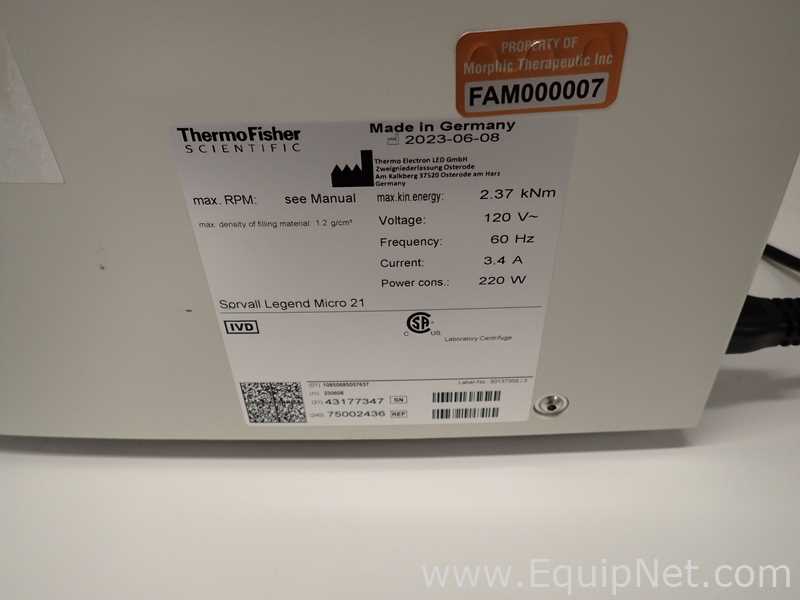 Centrífuga para laboratorio Thermo Scientific Sorvall Legend Micro 21