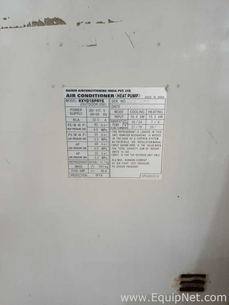 Lot of Two Daikin VRV III Inverter Air Conditioning Outdoor Units Models RXYQ18PRY6