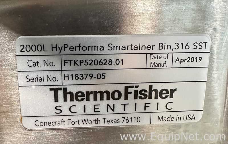 Lot Of 2 Thermo Fisher Scientific 2000L Hyperforma Smartainer Bin 316 SST