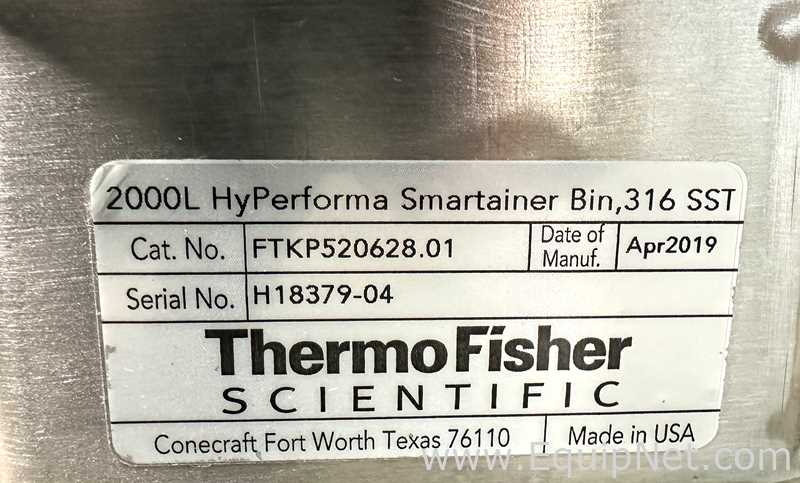 Lot Of 2 Thermo Fisher Scientific 2000L Hyperforma Smartainer Bin 316 SST