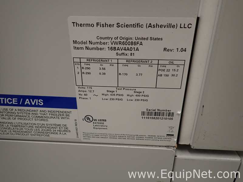 VWR VWR60086FA -86 Freezer