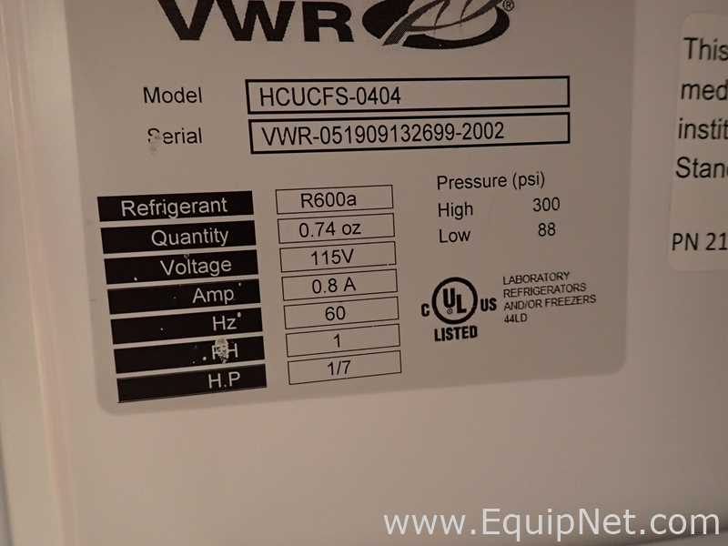 lote de  4 Unidade de Refrigeração VWR HCUCFS-0404
